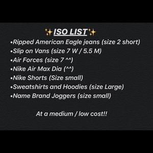 ✨ ISO LIST ✨ UPDATED